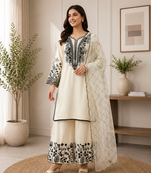Mal cotton kurta palazzo set with organza dupatta