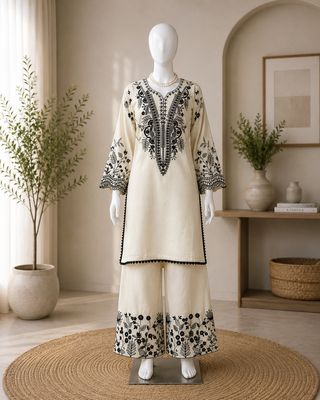 Mal cotton kurta palazzo set with organza dupatta 2