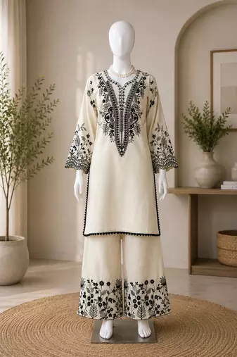 Mal cotton kurta palazzo set with organza dupatta