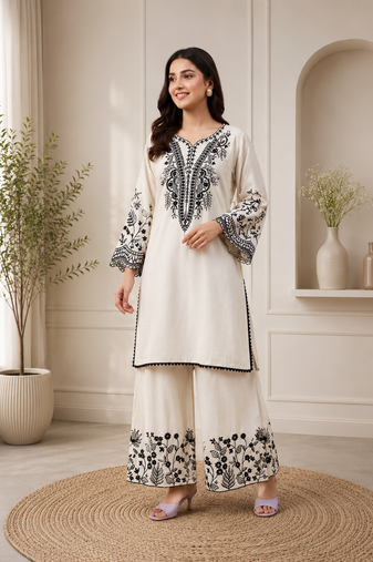Mal cotton kurta palazzo set with organza dupatta