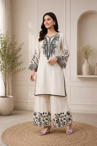 Mal cotton kurta palazzo set with organza dupatta