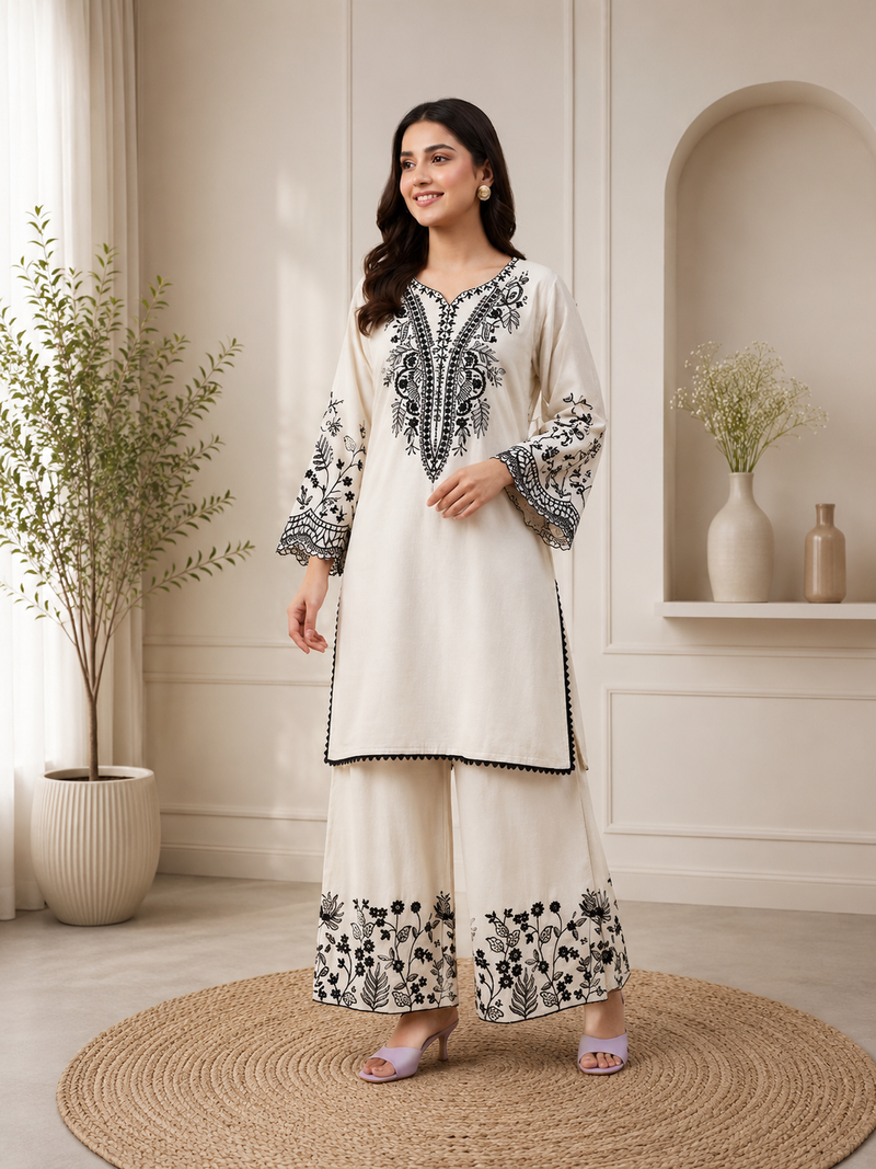Mal cotton kurta palazzo set with organza dupatta
