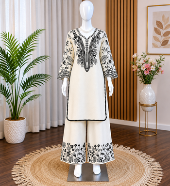 Mal cotton kurta palazzo set with organza dupatta 2