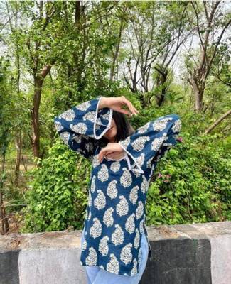 Women's Rayon Handblock Handprinted Designer Casual Top & Tunics 2