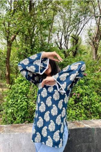 Women's Rayon Handblock Handprinted Designer Casual Top & Tunics