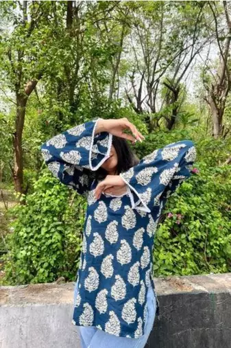 Women's Rayon Handblock Handprinted Designer Casual Top & Tunics