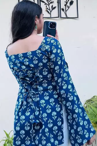 Women's rayon handblock handprinted designer casual top & tunics