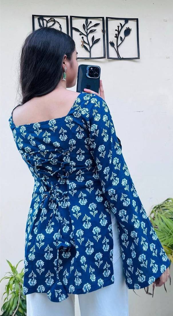 Women's rayon handblock handprinted designer casual top & tunics