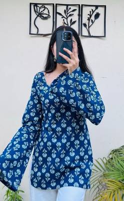 Women's rayon handblock handprinted designer casual top & tunics 3