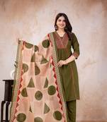Beautiful jaipuri green printed cotton dupatta with a distinct red and green ethnic border.