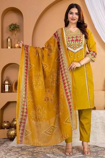 Beautiful jaipuri mustard printed cotton dupatta with a distinct red and mustard ethnic border.