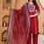 Beautiful jaipuri mehroon printed cotton dupatta with a distinct red and blue ethnic border.