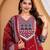 Beautiful jaipuri mehroon printed cotton dupatta with a distinct red and blue ethnic border.