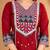 Beautiful jaipuri mehroon printed cotton dupatta with a distinct red and blue ethnic border.