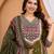 Beautiful jaipuri green printed cotton dupatta with a distinct red and blue ethnic border.