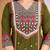 Beautiful jaipuri green printed cotton dupatta with a distinct red and blue ethnic border.