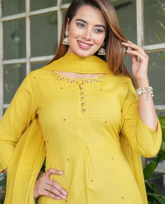 Beautiful yellow three-piece salwar suit set 3
