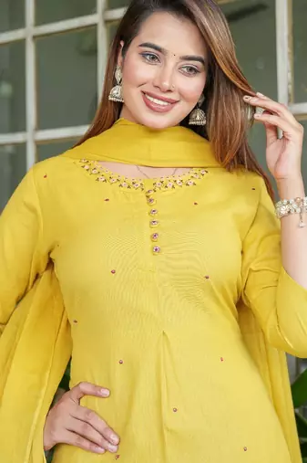 Beautiful yellow three-piece salwar suit set