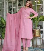 Beautiful pink three-piece salwar suit set.