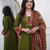 Beautiful premium olive green cotton ethnic suit set.
