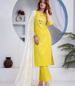 Beautiful jaipuri yellow straight-fit  bandhani design cotton kurta set