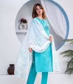 Beautiful jaipuri blue straight-fit  bandhani design cotton kurta set