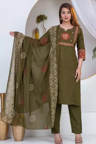 Beautiful three-piece salwar suit set in green