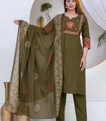 Beautiful three-piece salwar suit set in green
