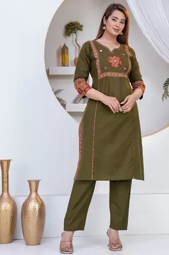 Beautiful three-piece salwar suit set in green