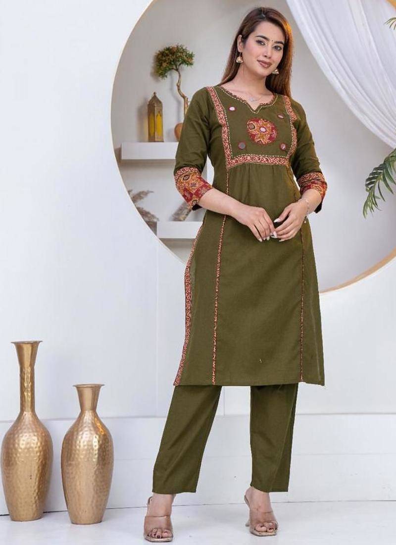 Beautiful three-piece salwar suit set in green