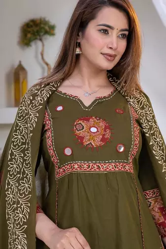 Beautiful three-piece salwar suit set in green
