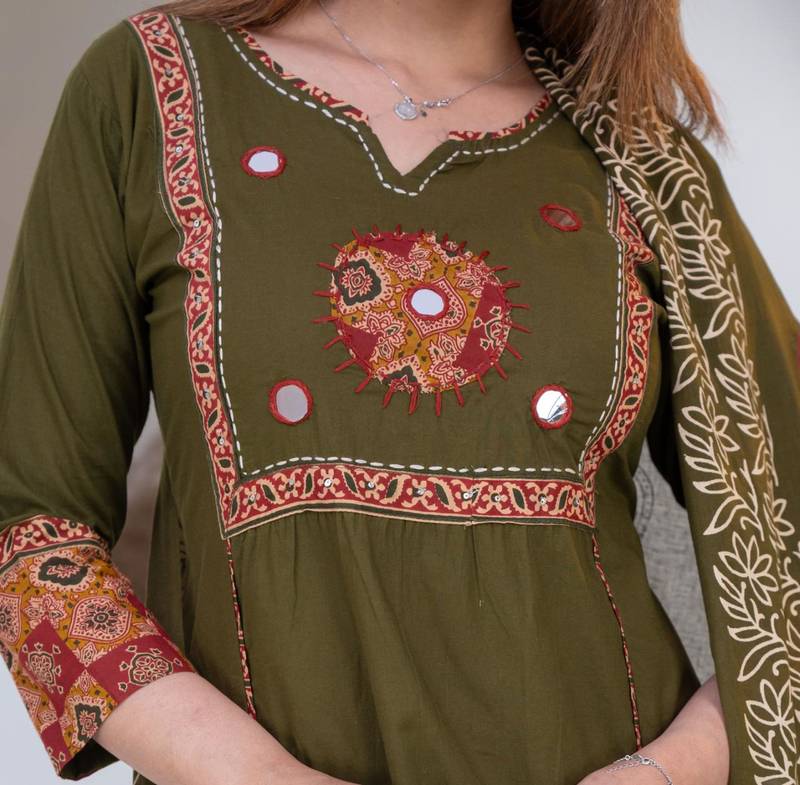 Beautiful three-piece salwar suit set in green