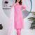 Beautiful jaipuri pink straight-fit  bandhani design cotton kurta set
