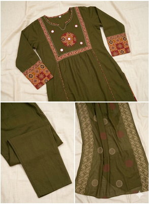 Beautiful three-piece salwar suit set in green 5
