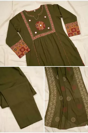 Beautiful three-piece salwar suit set in green