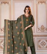 Beautiful olive green tassel meadow suit set
