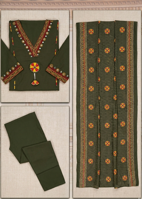 Beautiful olive green tassel meadow suit set 5