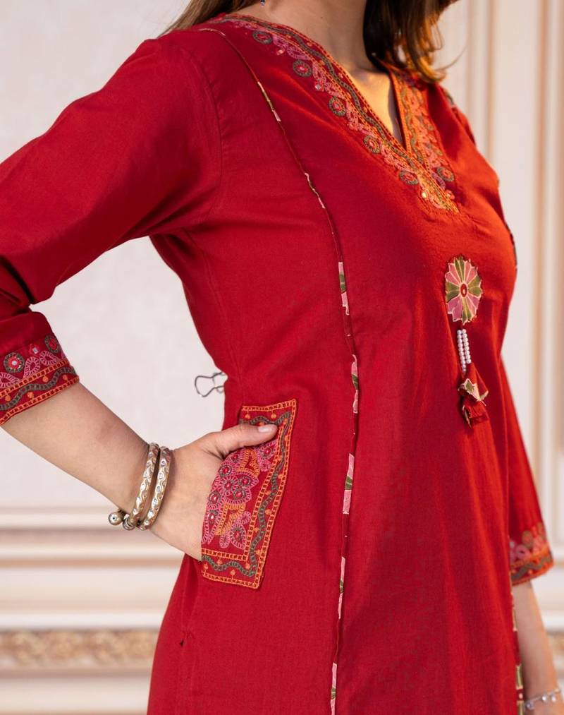 Beautiful red tassel meadow suit set