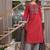 Beautiful red kurta set with printed pant dupatta