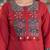 Beautiful red kurta set with printed pant dupatta