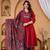 Beautiful maroon a-line kurta set with printed pant dupatta