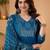 Beautiful blue a-line kurta set with printed pant dupatta