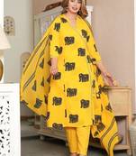 Beautiful yellow 3-piece pure cotton kurta set