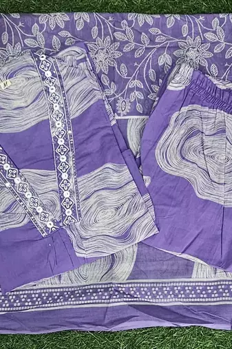 Beautiful levendar 3-piece pure cotton kurta set