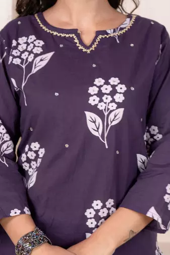 Beautiful purple kurta set with pant and dupatta