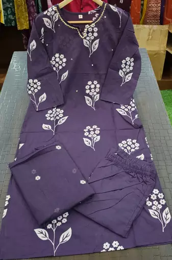 Beautiful purple kurta set with pant and dupatta
