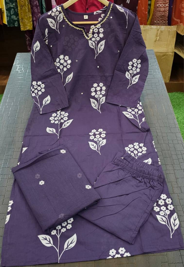 Beautiful purple kurta set with pant and dupatta