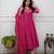 Beautiful  a pink colored embroidered cotton blend anarkali suit set with a dupatta