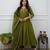 Beautiful  a green colored embroidered cotton blend anarkali suit set with a dupatta