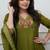 Beautiful  a green colored embroidered cotton blend anarkali suit set with a dupatta